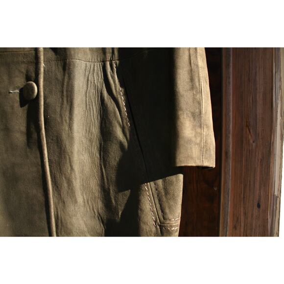 Vintage 60s Suede Fur Collar Coat | Chocolate Brown Mink Trim | Size M/L - Picture 11 of 14